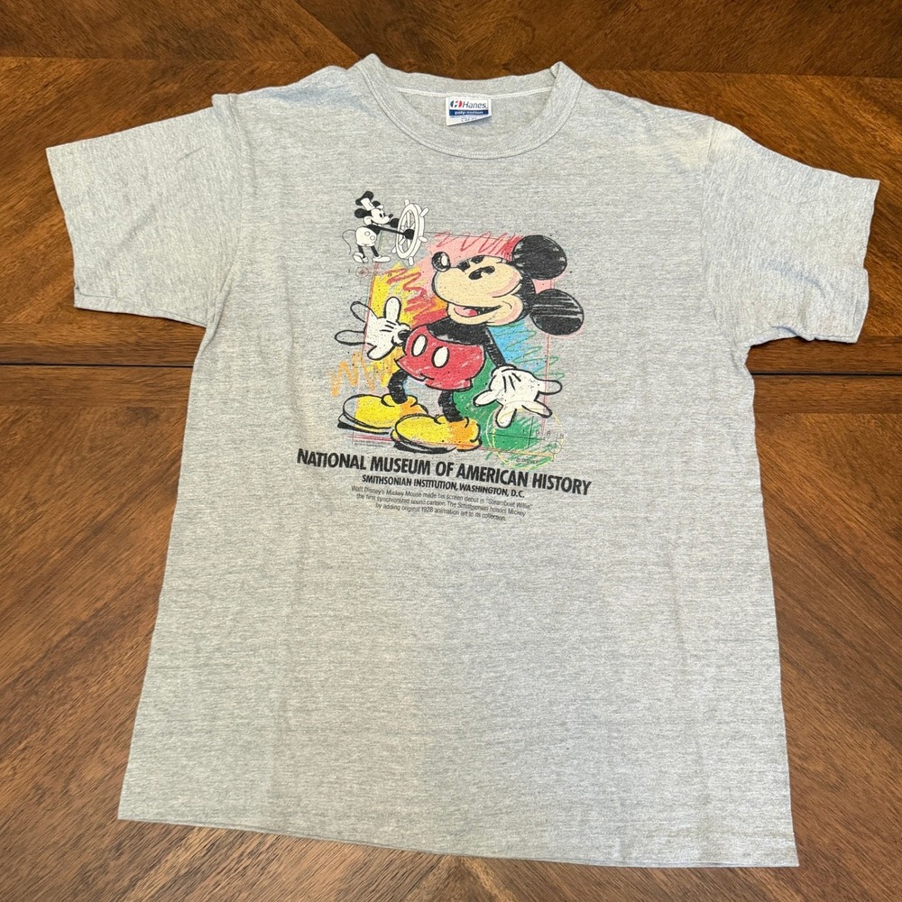 Vintage Hanes Mickey Mouse Smithsonian National Museum America History T-Shirt L